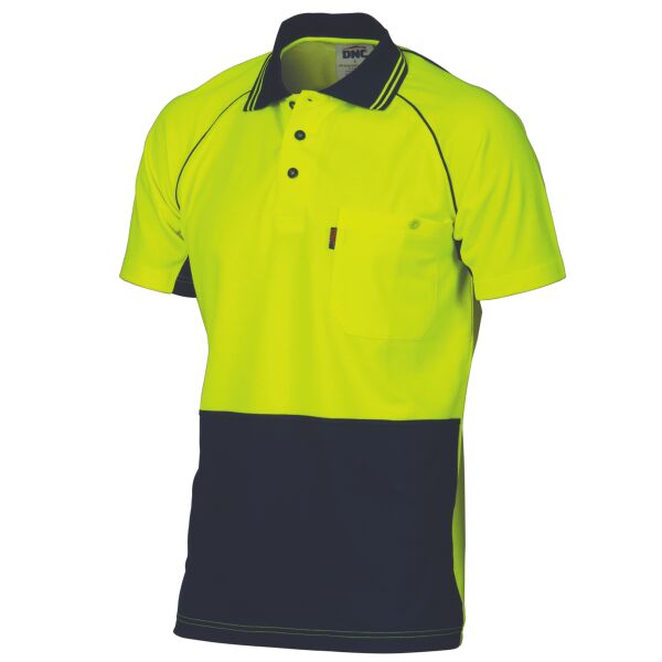 DNC Workwear Hi Vis Cotton Backed Cool-Breeze Contrast S/S Polo 3719 Thumbnail
